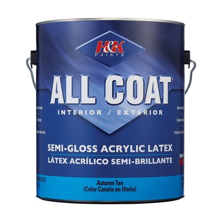 H&K CO Interior/Exterior Paint, Gloss, Latex Base, Autumn Tan, 5 gal AH163B120-6